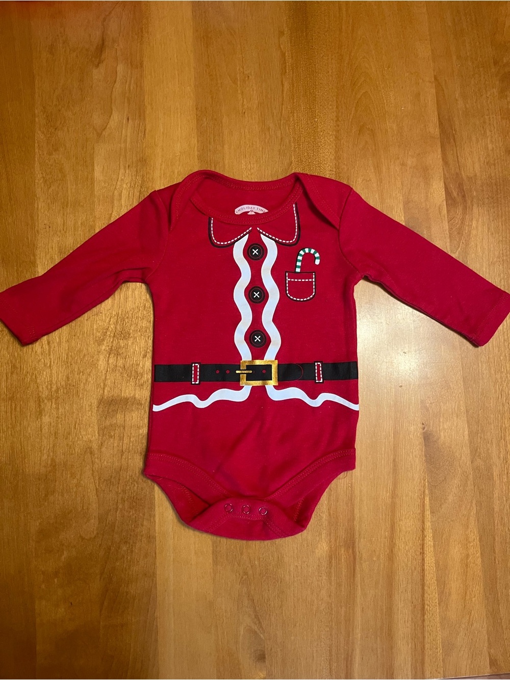Red Holiday Santa-Style Baby One-Piece